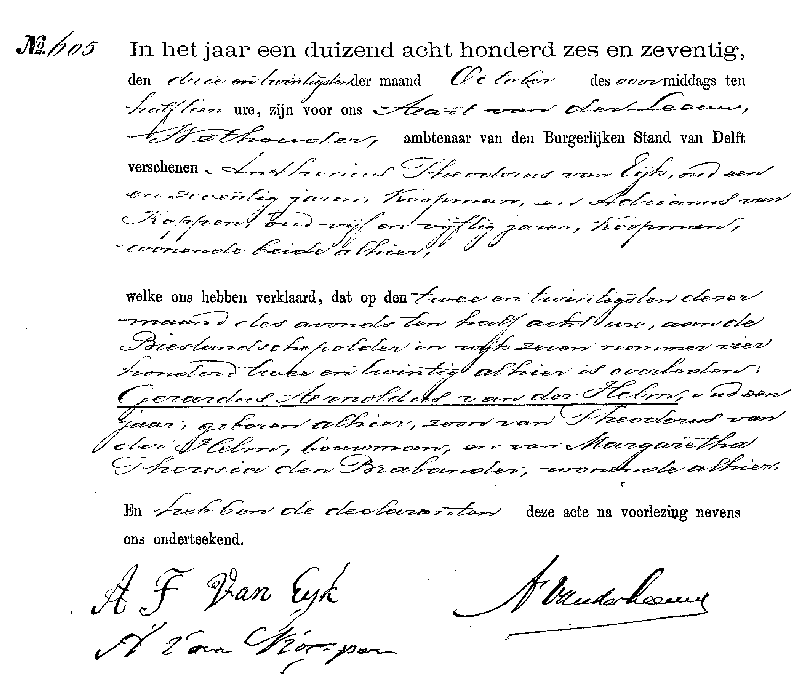 18761023 ovl akte 605 Gerardus A zv T vd Helm - MT d Brabander